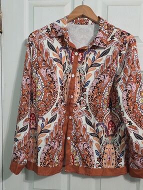 Shein Paisley Button-Up Blouse